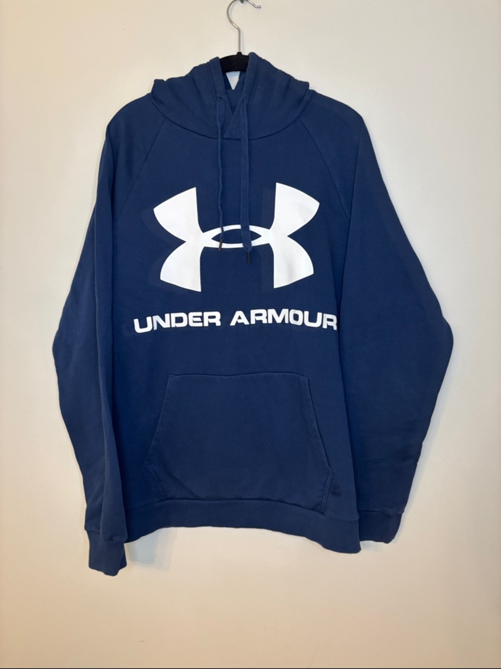 Under Armour Men's Navy Blue Hoodie with White Logo